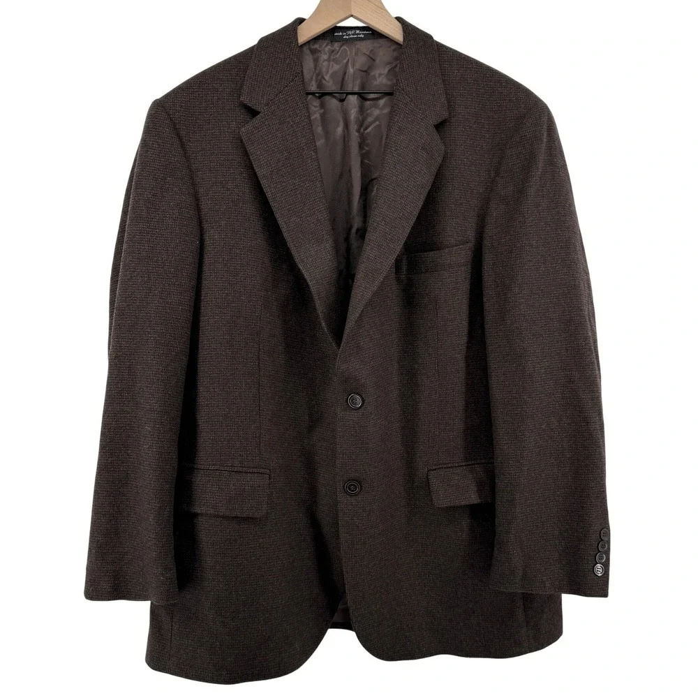 Andrew Fezza‎ Brown Camel Hair Blend 2 Button Blazer Sport Coat Jacket Men 46R